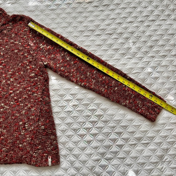 Woolrich Red Beige Marled Knit Quarter Zip Mock Neck Wool Blend Sweater Size L - Picture 9 of 16